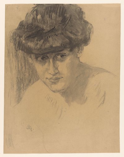 Saçlarını yukarı kaldırmış bir kadının büstü by Leo Gestel (signed by artist)