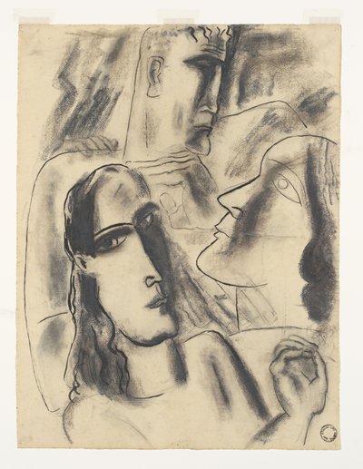 Üç kafa (orijinal başlık) by Leo Gestel (signed by artist)