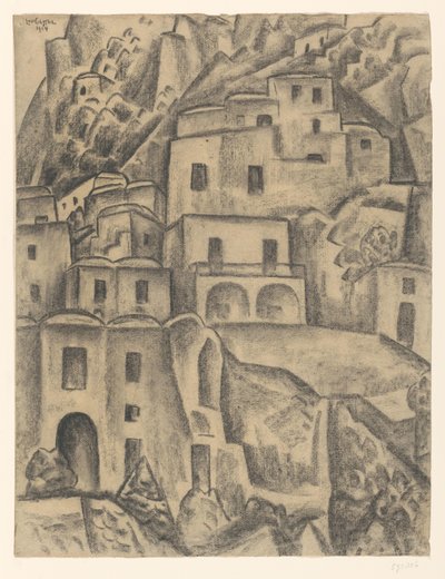 Dağ yamaçlarında evler by Leo Gestel (signed by artist)