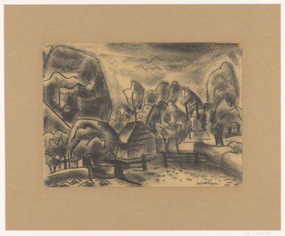 Ağaçlar arasında bir çiftlik ile manzara by Leo Gestel (signed by artist)