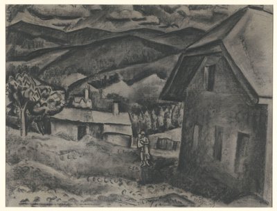Bir evin önünde çocuklu kadınla manzara by Leo Gestel (signed by artist)