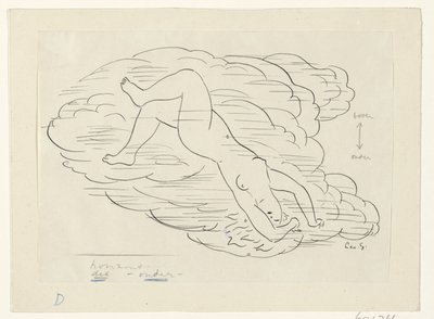 Bulutlarda çıplak kadın by Leo Gestel (signed by artist)