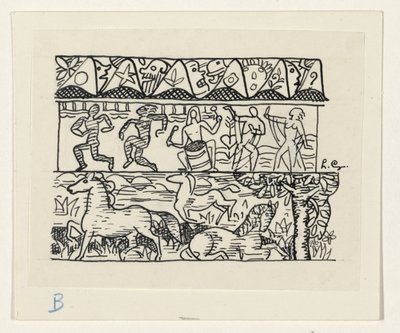 Atlar, dans eden insanlar ve maskeler by Leo Gestel (signed by artist)