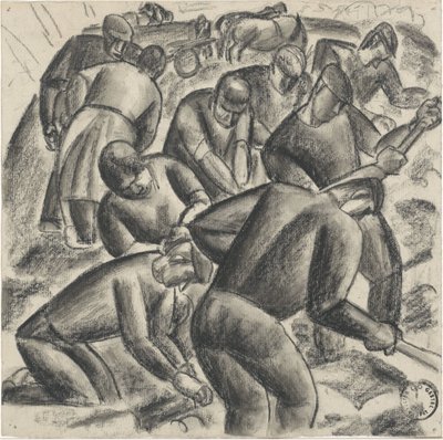 Patates biçerdöverleri tarlada iş başında by Leo Gestel