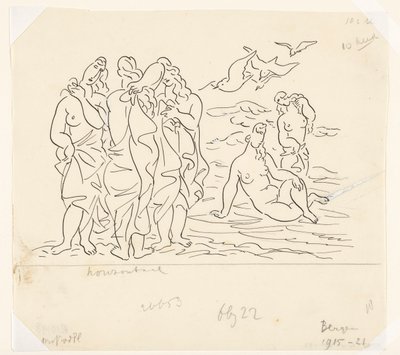 Yıkananlar (kroki) by Leo Gestel