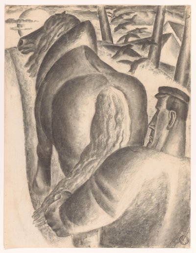 pulluk ile çiftçi by Leo Gestel