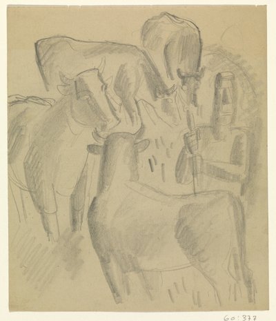 Dört inek ile çiftçi by Leo Gestel