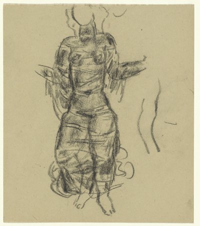 Şeffaf perdeler içinde dans eden kadın by Leo Gestel