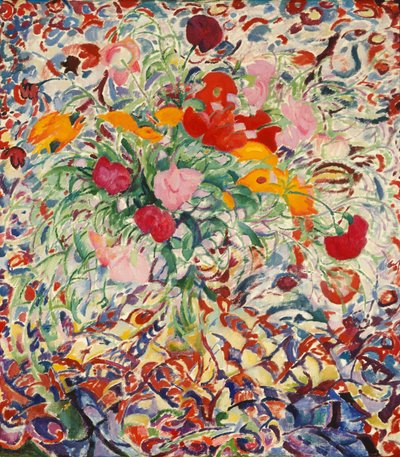 Çiçekli Bezin Önündeki Çiçekler by Leo Gestel