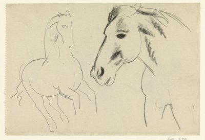 Dört nala koşan at ve at başı by Leo Gestel
