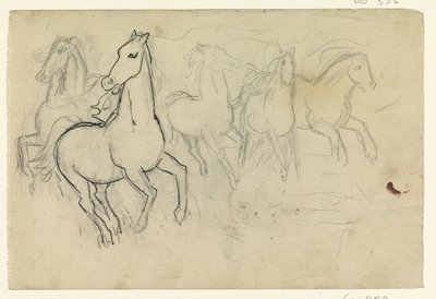 dört nala koşan atlar by Leo Gestel
