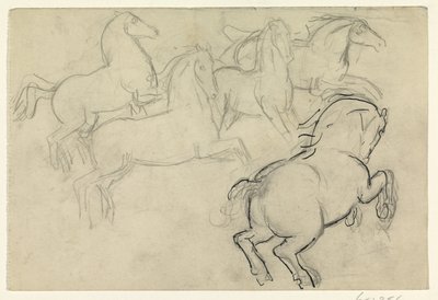 dört nala koşan atlar by Leo Gestel
