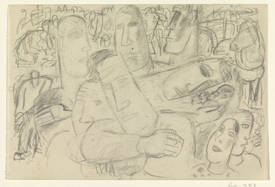 İnsanlar, yüzler ve bir at by Leo Gestel
