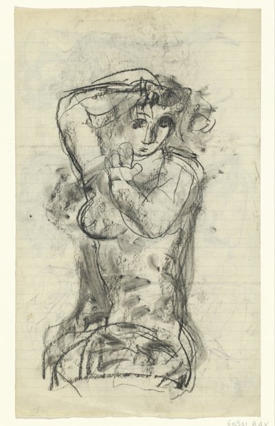 çıplak oturan kadın by Leo Gestel