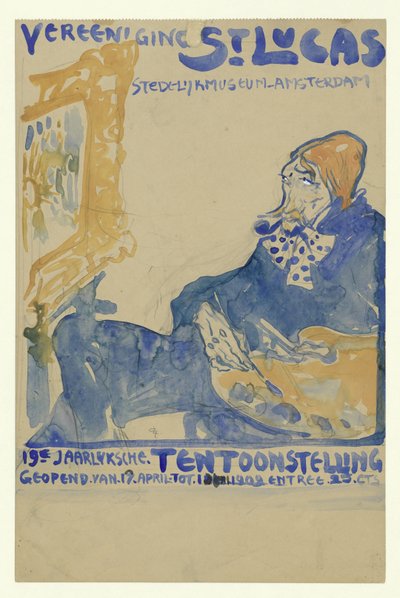 Amsterdam'daki Stedelijk Müzesi'ndeki 19. Yıllık Vereening St. Lukas Sergisinin afişi için tasarım by Leo Gestel