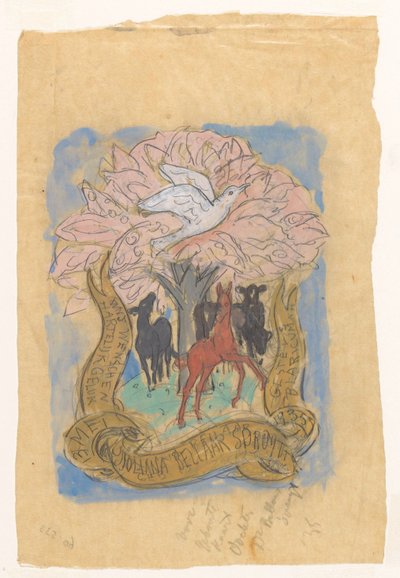 Juliana Bellaar Spruyt'un doğumunu kutlamak için tasarım çizimi by Leo Gestel