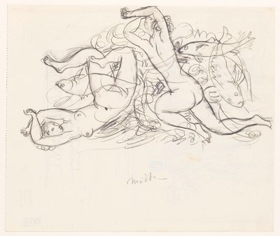 iki çıplak kadın ve üç balık by Leo Gestel