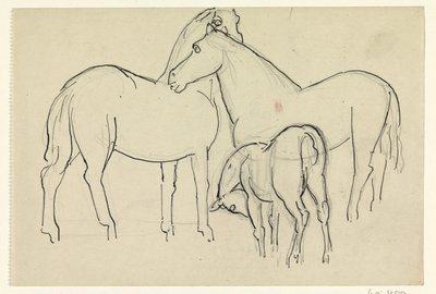 İki at ve bir tay by Leo Gestel