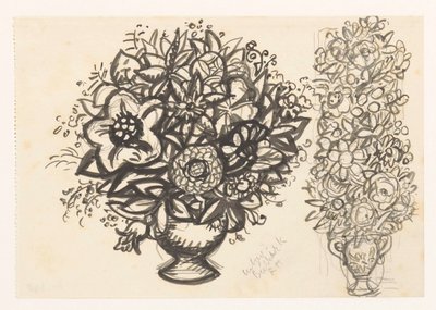 Çiçekli iki vazo by Leo Gestel