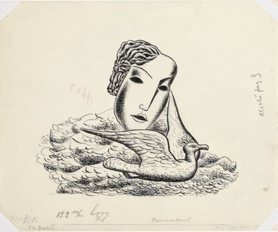 Kuş (kroki) ile kadının kafası by Leo Gestel
