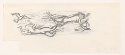 Martılar arasında gökyüzünde yüzen çıplak kadınlar by Leo Gestel