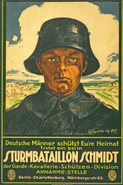 Fırtına Taburu Schmidt; Alman erkekleri vatanınızı dökün! ... pub'a adım atın. Berlin, 1917 by Leo Impekoven