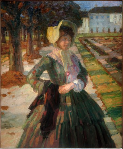 Yeşil elbiseli genç kadın by Leo Putz