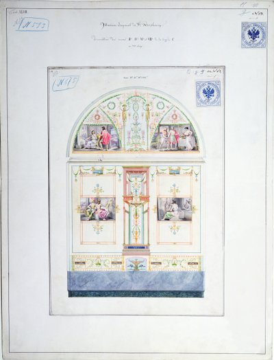 Hermitage için duvar tasarımı, St. Petersburg, c.1840 by Leo von Klenze