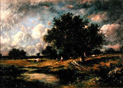 İnekler ve figürlerle manzara (tuval üzerine yağlı boya) by Leon Victor Dupre