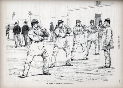 La Boxing - Fransız Armees - Leon Couturier (1842-1935) tarafından çizim - “” Bayrak” için - Yurtseverler Ligi Monitörü” - 22 Ağustos by Leon Antoine Lucien Couturier