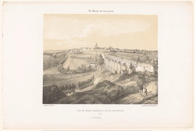 Dinan ve nehir üzerindeki viyadük manzarası Rance Vue de Dinan ödülü de la Vallée des Noyers (nesne üzerine başlık) Çağdaş Fransa (dizi başlığı) La France de nos jours (nesne üzerine dizi başlığı) by Leon Auguste Asselineau