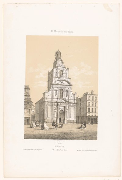Nantes Nantes'teki Sainte-Croix kilisesinin görünümü. Vue de l'église de Ste. Croix (nesne üzerine başlık) Çağdaş Fransa (dizi başlığı) La France de nos jours (nesne üzerine dizi başlığı) by Leon Auguste Asselineau