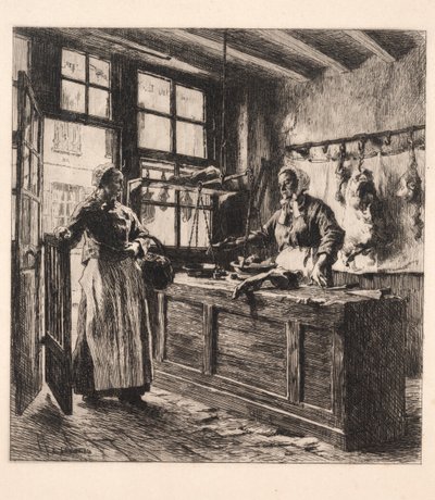 Kasap Dükkanının İçi by Leon-Augustin Lhermitte