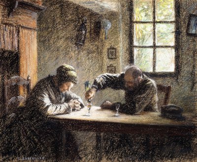 Erkek ve Kadın eau de vie içiyor, by Leon Augustin Lhermitte