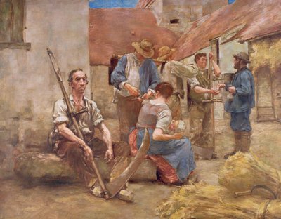 Biçerdöverlere Ödeme Yapmak (kroki) by Leon Augustin Lhermitte