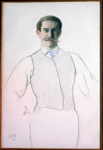 Otoportre (Otoportre) - Leon Bakst (1866-1924) tarafından çizim, Boyut 32.6 x 28.6 cm by Leon Bakst