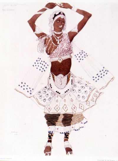 Léon Bakst tarafından Reynaldo Hahn (1875 - 1947) tarafından “The Blue God” için yaratılan Bayadre kostümü by Leon Bakst
