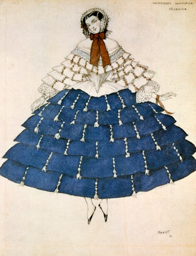 Chiarina, Robert Schumann tarafından bestelenen bale Karnavalı için bir kostüm tasarımı, 1919. by Leon Bakst
