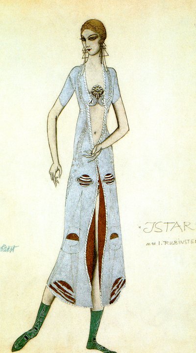 Ishtar olarak Ida Rubinstein için kostüm tasarımı, 1924. by Leon Bakst