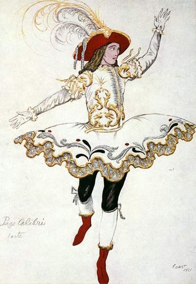 Uyuyan Güzel'den Sinek Peri Kuşunun Pageboy'u için kostüm tasarımı by Leon Bakst