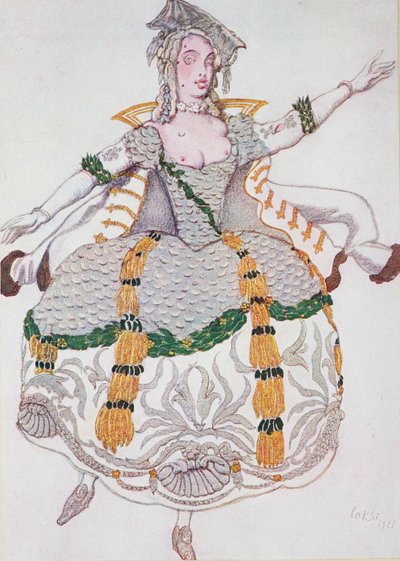Uyuyan Güzel'den Mazurka (Leydi) için kostüm tasarımı by Leon Bakst