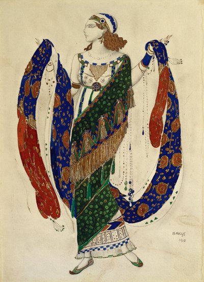 "Kleopatra"dan bir dansçı için kostüm tasarımı, 1910 by Leon Bakst