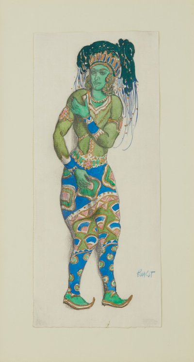 Mavi Bale Tanrısı için kostüm tasarımı, R. Hahn, 1910. by Leon Bakst