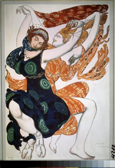 İki beotiennes, Nikolai Tcherepnin (Nicolas Tcherepnin) (1873-1945) tarafından "Narcisse" balesi için kostüm (İki beotiennes, N.Tcherepnin