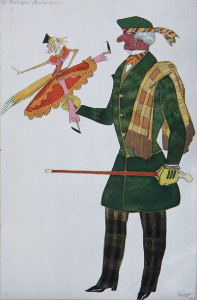 İngiliz. Bale için kostüm tasarımı The Magic Toy Shop, G. Rossini, 1919 by Leon Bakst