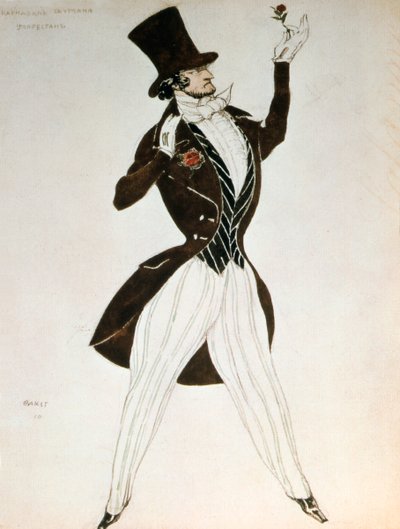 Florestan, Robert Schumann tarafından bestelenen bale Karnavalı için bir kostüm tasarımı, 1919 by Leon Bakst