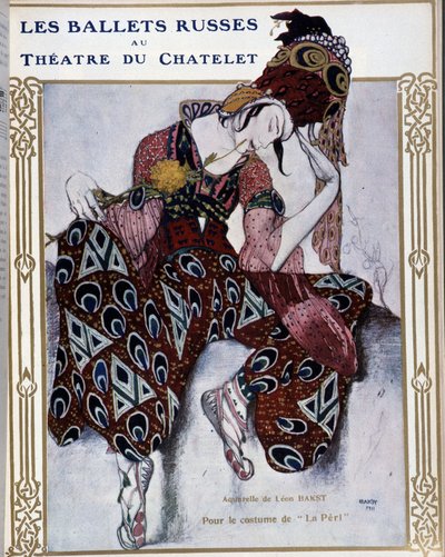 Les Ballets Russians au Theater du Chatelet: “” La Peri”” için kostüm - Bakst, cov. "" Resimli Komedi" içinde by Leon Bakst