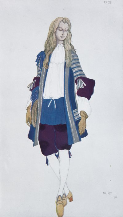 Sayfa de la prenses. P. Tchaikovsky'nin Uyuyan Güzel balesi için kostüm tasarımı, 1916 by Leon Bakst