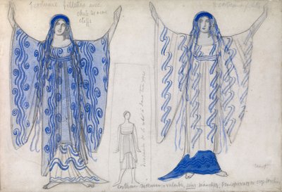 Phaedra. Jean Racine tarafından yazılan Phaedra Phedre draması için kostüm tasarımı, yaklaşık 1923 by Leon Bakst