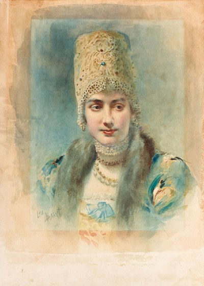 Kokoshnik Giyen Bir Kızın Portresi, 1890 by Leon Bakst